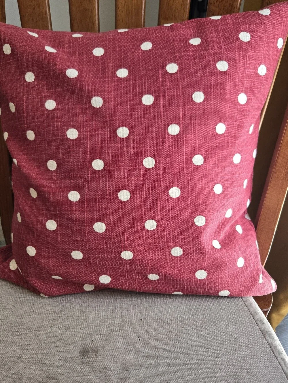 Pottery Barn Red and White Polka Dot Pillow Cover, 18”, LIKE NEW